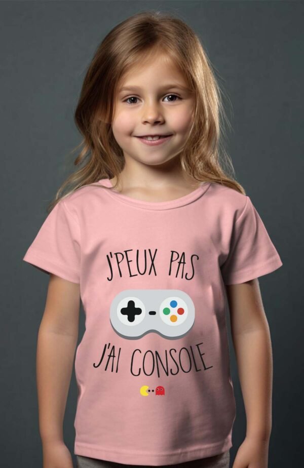 T-shirt Col Rond Fille - J'peux pas j'ai console