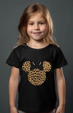 T-shirt Col Rond Fille - Léopard nœud