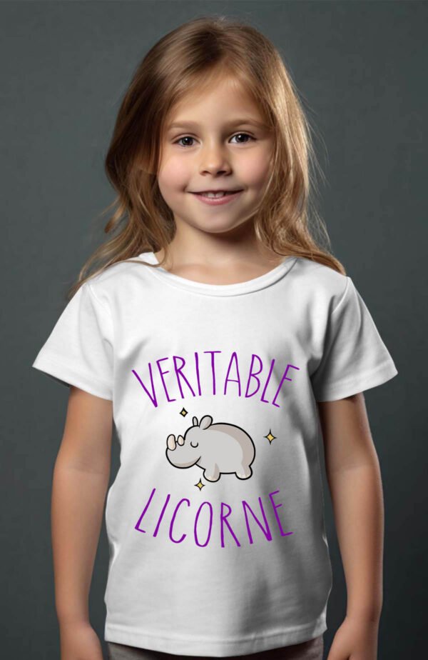T-shirt Col Rond Fille - Licorne hippo