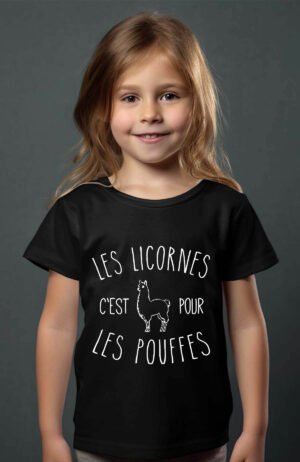 T-shirt Col Rond Fille - Les licornes c'est pour les pouffes
