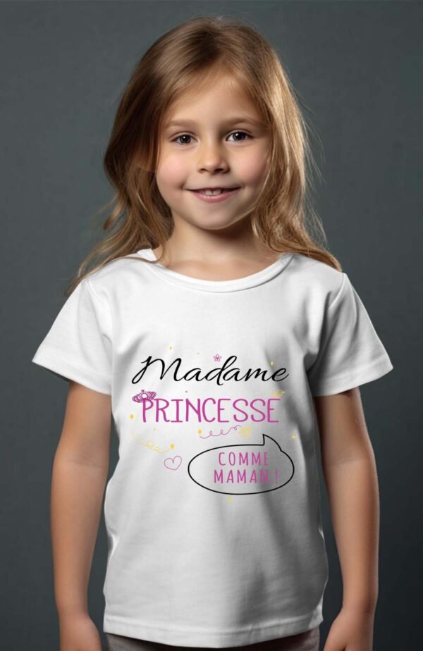 T-shirt Col Rond Fille - Madame princesse comme maman