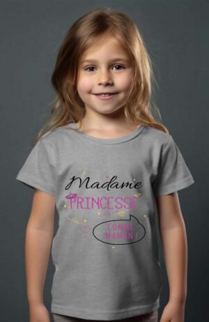 madame princesse comme maman – Tshirt Fille – Gris
