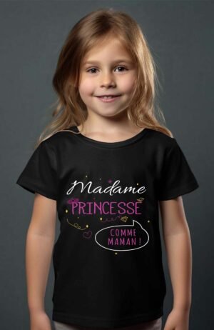 T-shirt Col Rond Fille - Madame princesse comme maman