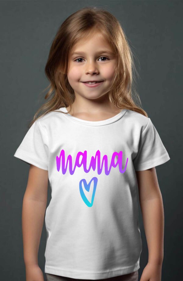 T-shirt Col Rond Fille - Mama cœur