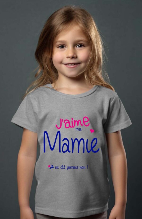 T-shirt Col Rond Fille - J'aime ma mamie elle ne dit jamais non