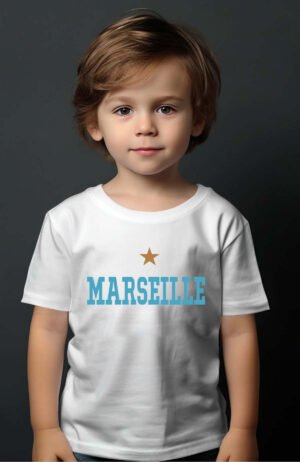marseille 1 etoile – Tshirt Garçon – Blanc