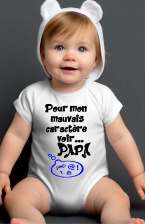 Pour mon mauvais caractère voir papa - Body bébé garçon