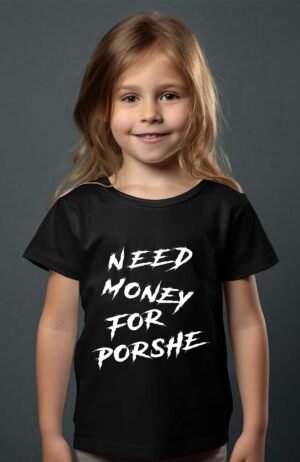 T-shirt Col Rond Fille - Need Money for porshe