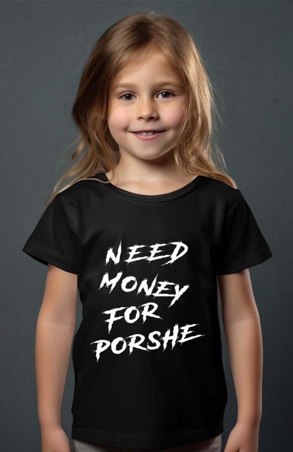 T-shirt Col Rond Fille - Need Money for porshe