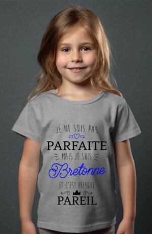 pas parfaite bretonne – Tshirt Fille – Gris