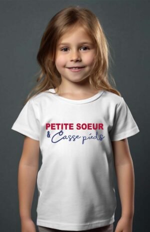 T-shirt Col Rond Fille - Petite soeur et casse pied