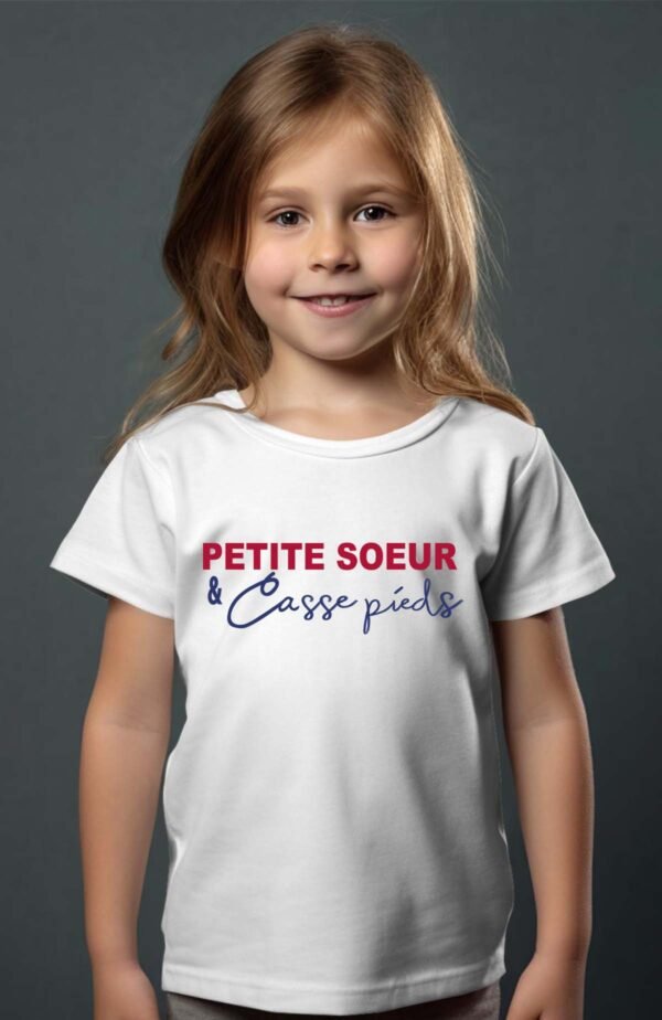 T-shirt Col Rond Fille - Petite soeur et casse pied