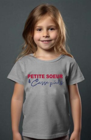 petite soeur et casse pied – Tshirt Fille – Gris