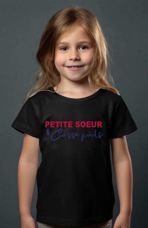 T-shirt Col Rond Fille - Petite soeur et casse pied
