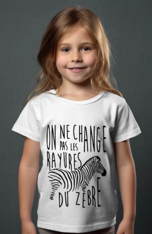 rayures zebre – Tshirt Fille – Blanc