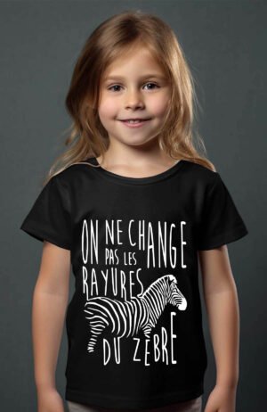T-shirt Col Rond Fille - Rayures zèbre