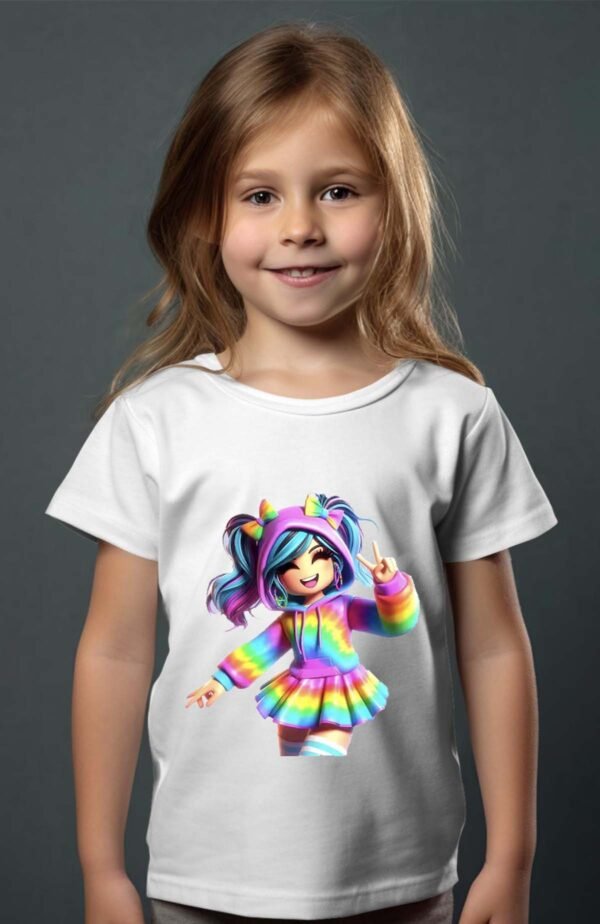 T-shirt Col Rond Fille - Roblox arc en ciel