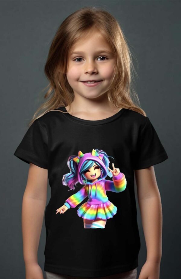 T-shirt Col Rond Fille - Roblox arc en ciel