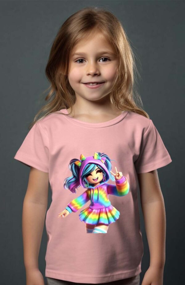 T-shirt Col Rond Fille - Roblox arc en ciel