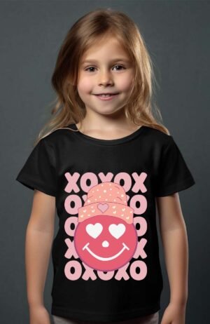 T-shirt Col Rond Fille - Smiley xoxo