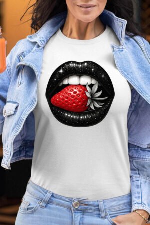 strawberry mouth – Tshirt Femme – Blanc