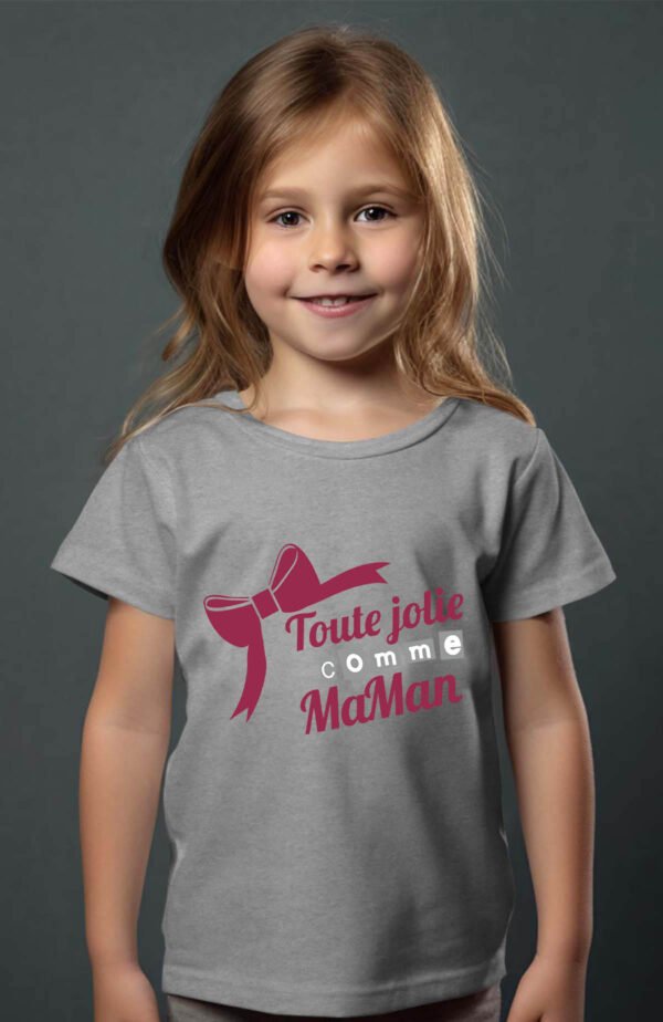 T-shirt Col Rond Fille - Toute jolie comme maman