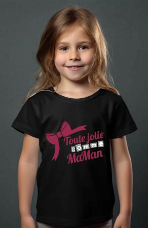 T-shirt Col Rond Fille - Toute jolie comme maman