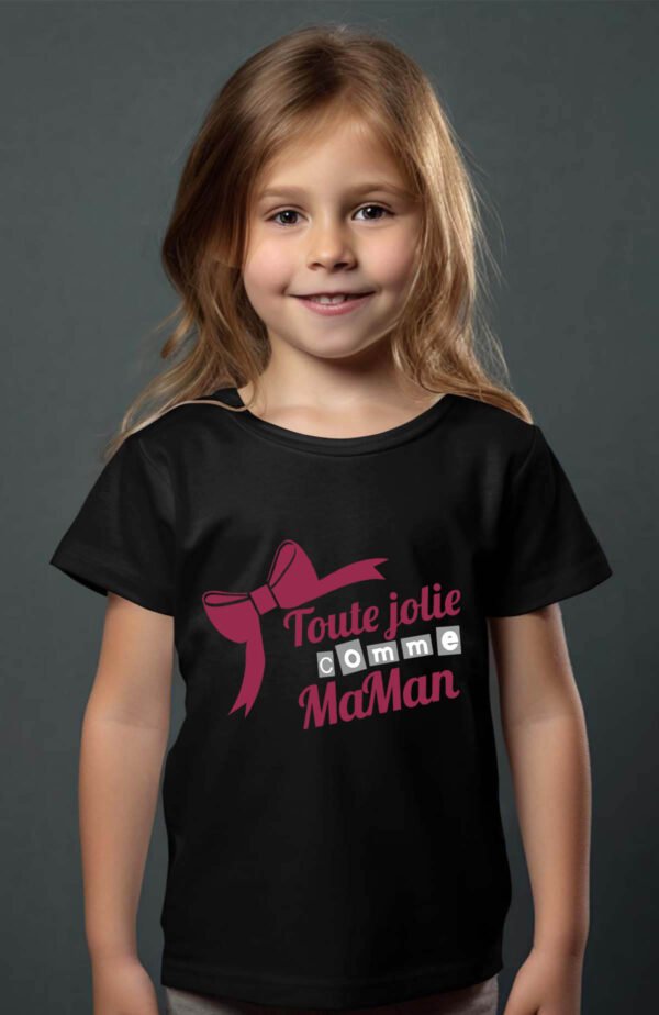 T-shirt Col Rond Fille - Toute jolie comme maman