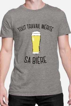 travail sa biere – Tshirt Homme – Gris