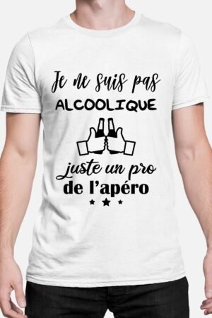 Alcoolique Apéro – Tshirt Homme – Blanc
