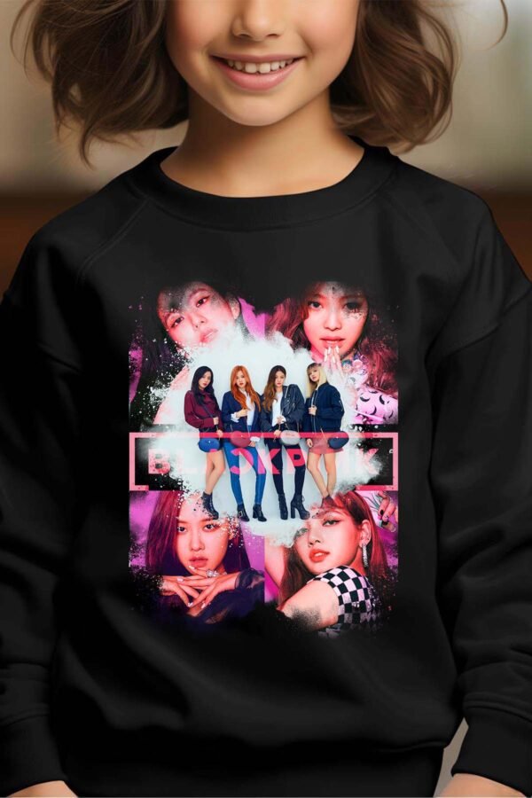 Sweat Col Rond Fille en Gros | Black pink 1