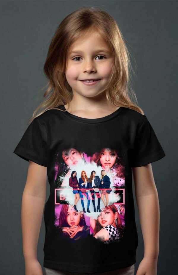 T-shirt Col Rond Fille - Black pink 1