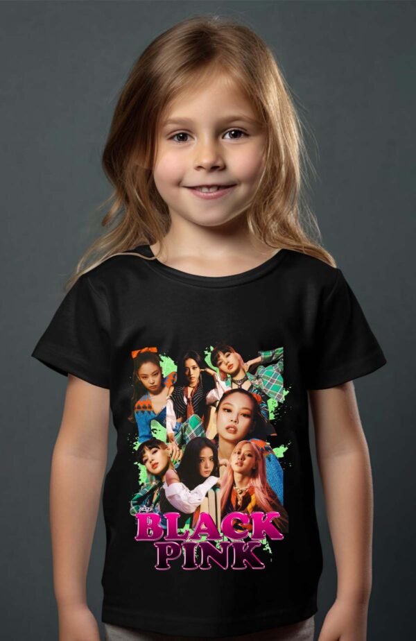 T-shirt Col Rond Fille - Black pink 10