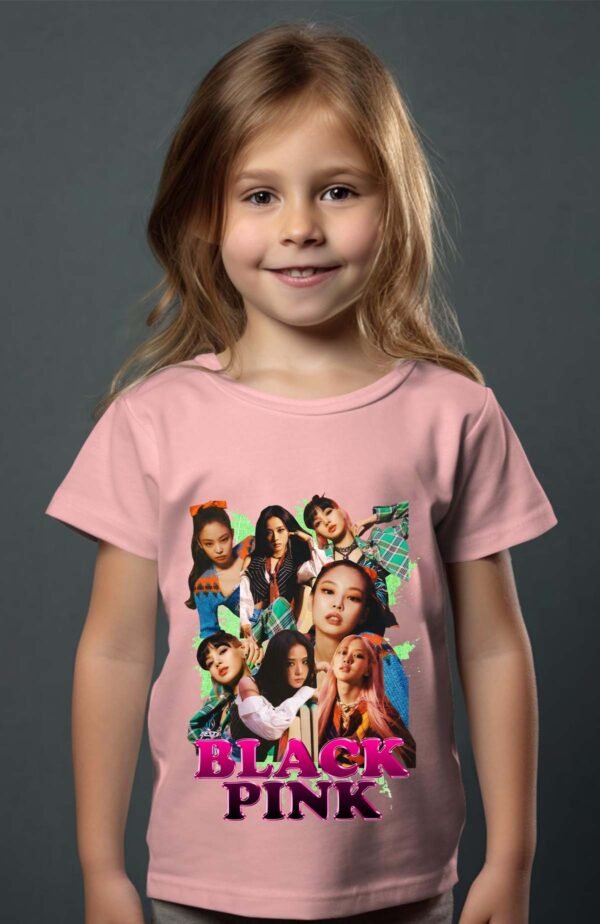 T-shirt Col Rond Fille - Black pink 10