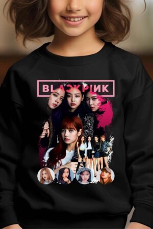 Sweat Col Rond Fille en Gros | Black pink 2