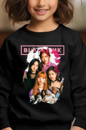 Sweat Col Rond Fille en Gros | Black pink 3