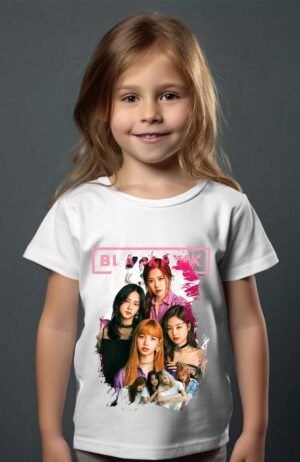 T-shirt Col Rond Fille - Black pink 3