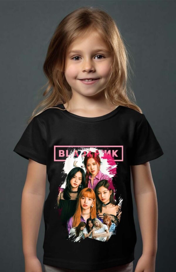 T-shirt Col Rond Fille - Black pink 3