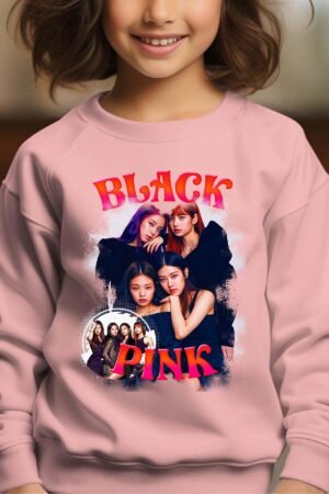 Sweat Col Rond Fille en Gros | Black pink 4