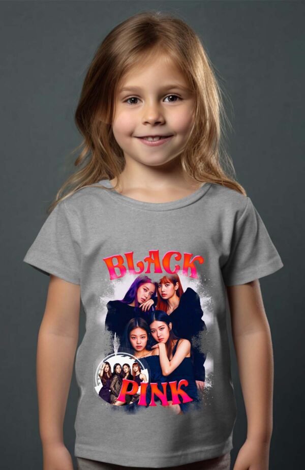 T-shirt Col Rond Fille - Black pink 4