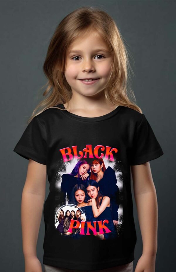 T-shirt Col Rond Fille - Black pink 4