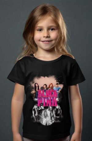 T-shirt Col Rond Fille - Black pink 5