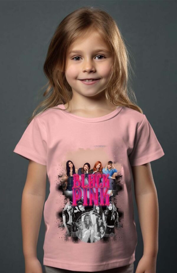 T-shirt Col Rond Fille - Black pink 5