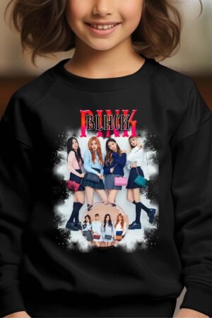Sweat Col Rond Fille en Gros | Black pink 6