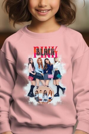 BLACKPINK 6 – Sweat Col Rond Fille – Rose