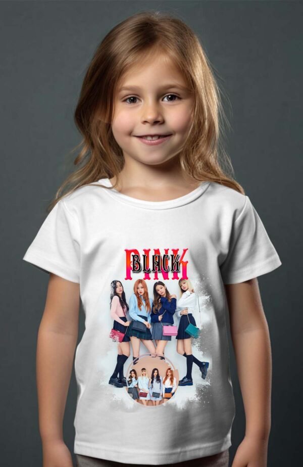 T-shirt Col Rond Fille - Black pink 6
