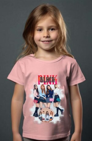 T-shirt Col Rond Fille - Black pink 6