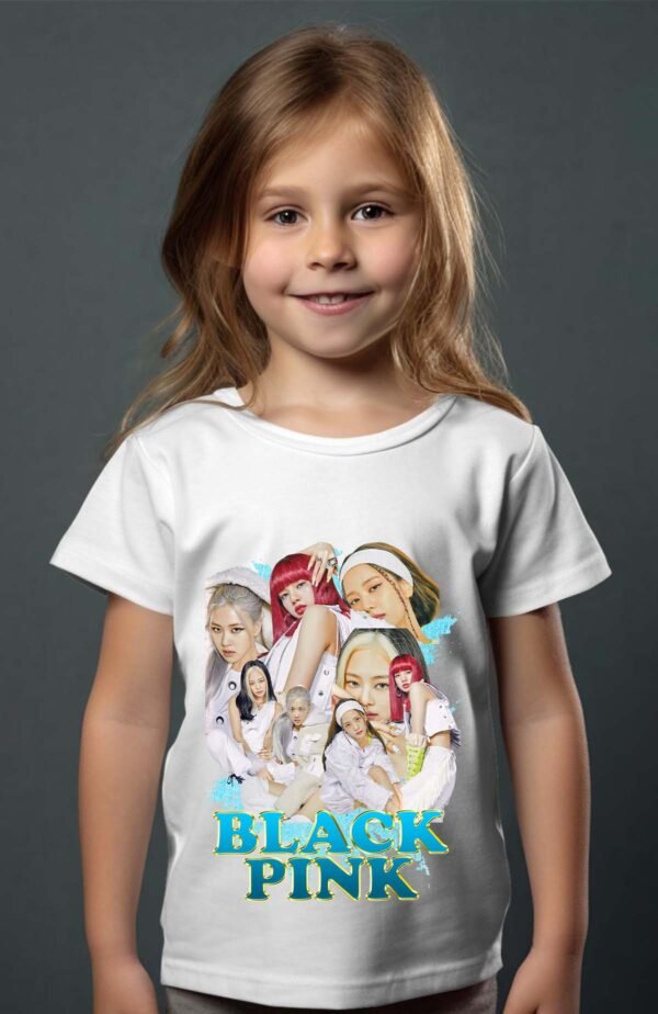 T-shirt Col Rond Fille - Black pink 8