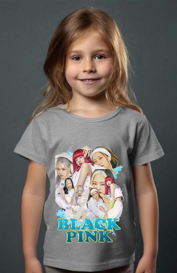 T-shirt Col Rond Fille - Black pink 8