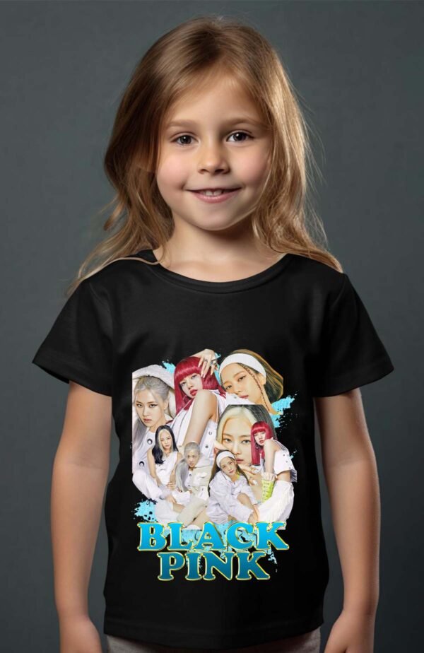 T-shirt Col Rond Fille - Black pink 8